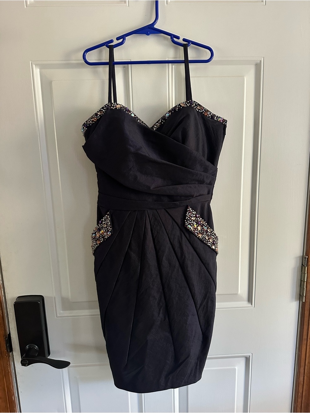 Xscape Black Beaded Spaghetti-Strap Dress